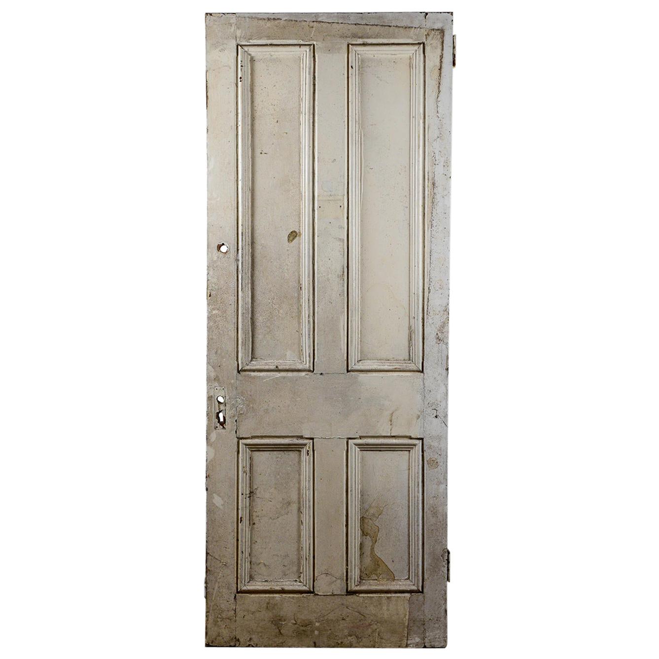 Salvaged 4 Panel Interior Pine Door, 20th Century For Sale