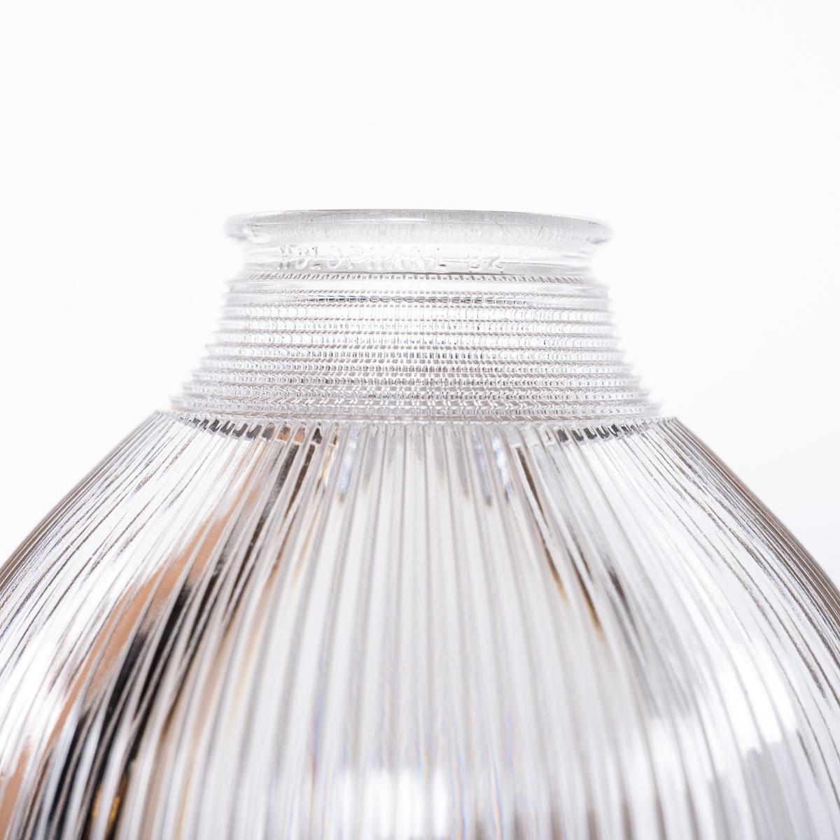 Salvaged Antique Holophane 'B2' Small Decorative Prismatic Glass Pendant Light For Sale 9
