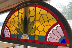 Salvaged Arch Transom Window 53" x 27"