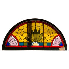 Salvaged Arch Transom Window 53" x 27"