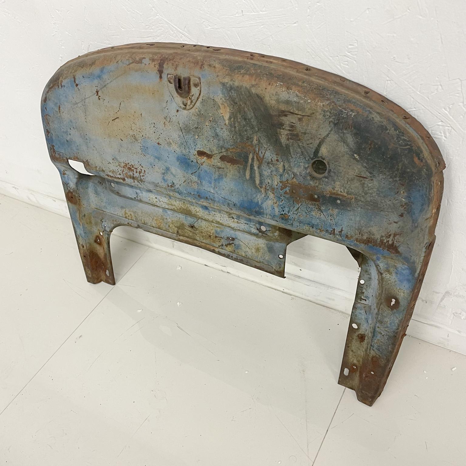 Mid-20th Century Salvaged Art Industrial Blue Beauty Oxidized Metal Piece Tarnished Distress