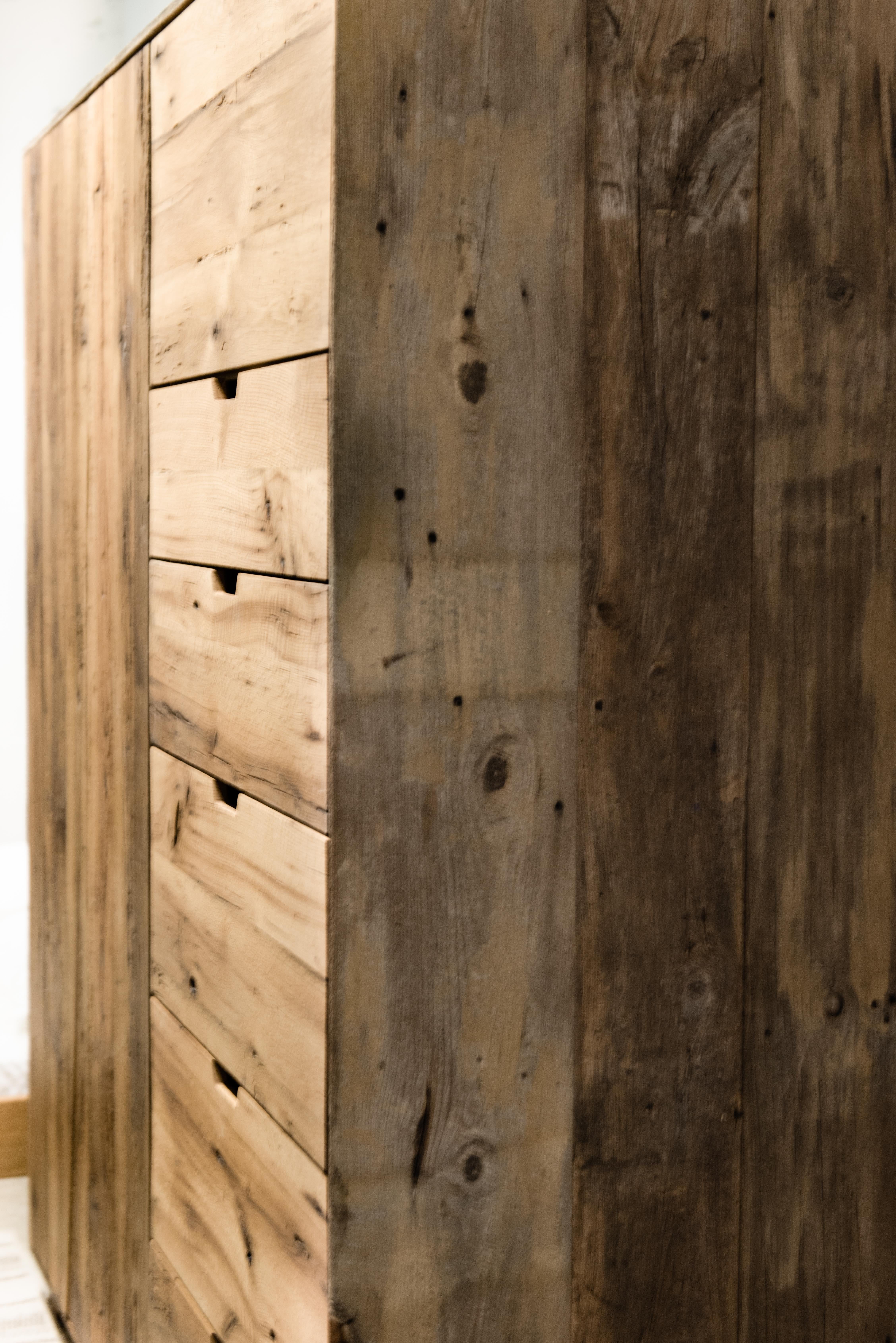 Salvaged Barn Wardrobe in Reclaimed White Oak by Hopes Woodshop In Excellent Condition For Sale In Three Rivers, MA