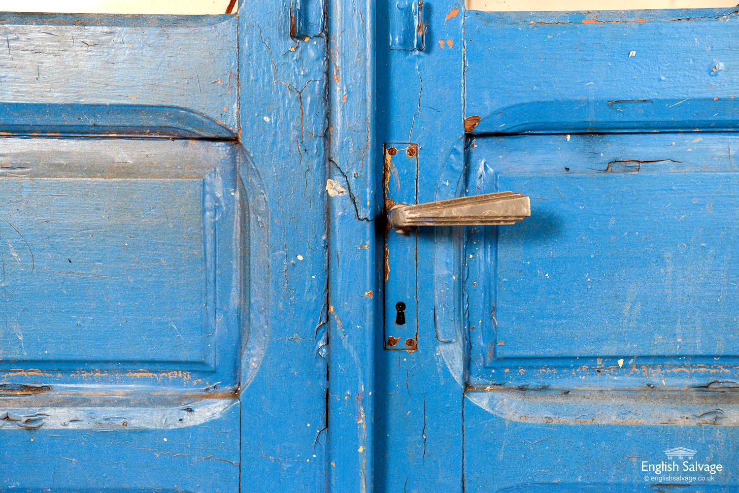 African Salvaged Blue Moroccan Double Doors, 20th Century For Sale