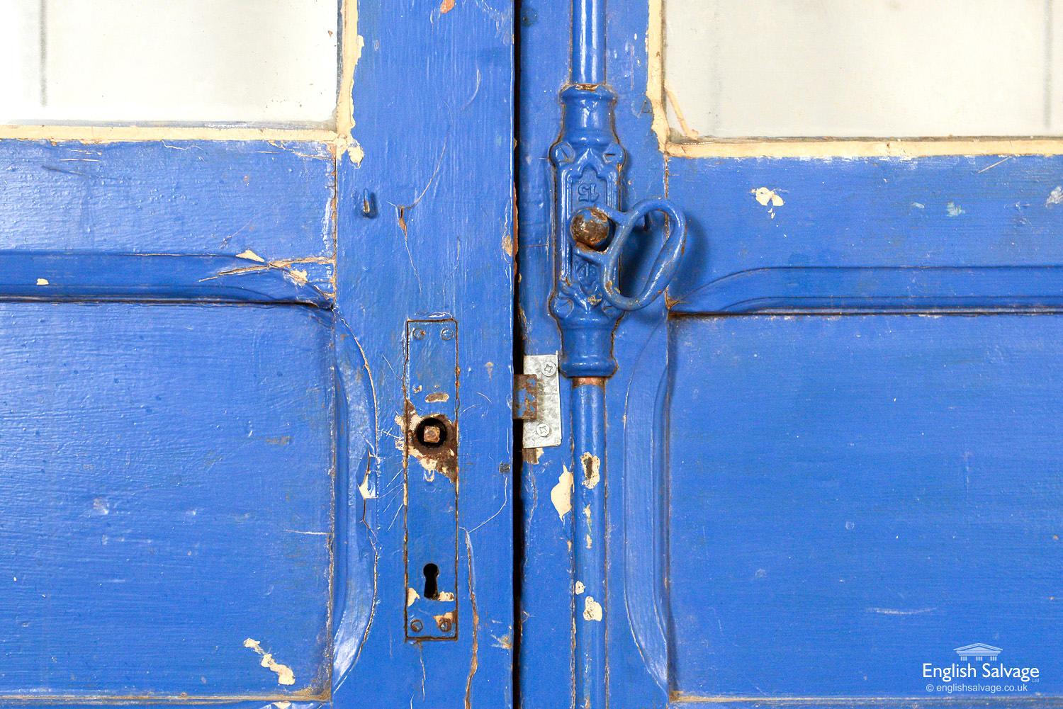 Wood Salvaged Blue Moroccan Double Doors, 20th Century For Sale