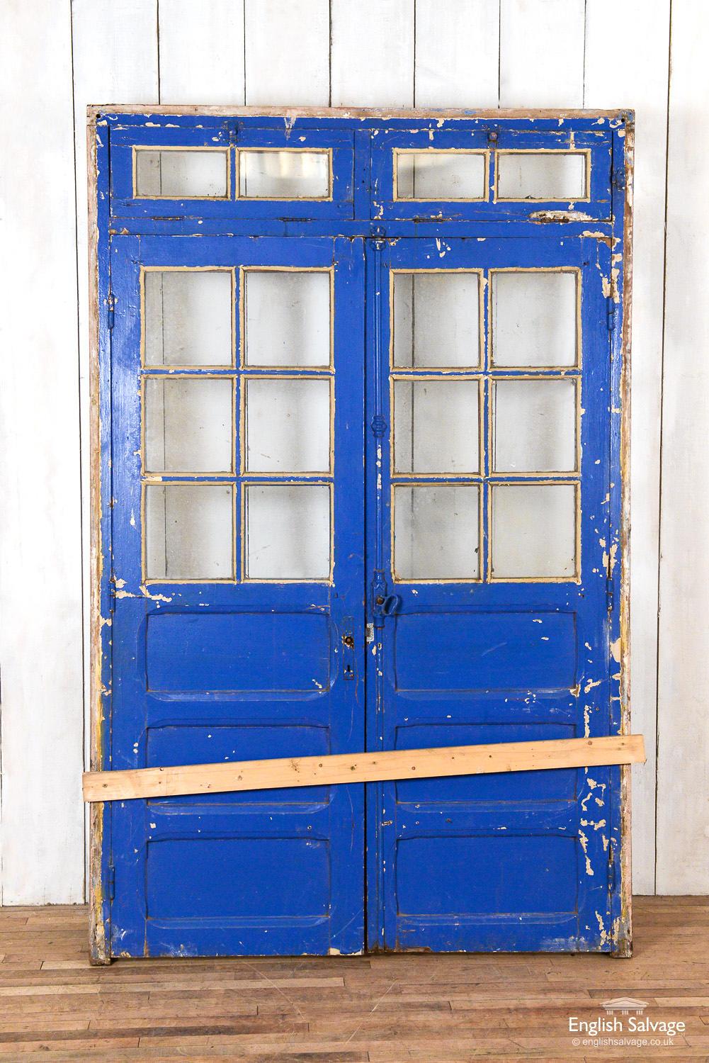 Salvaged Blue Moroccan Double Doors, 20th Century For Sale 1