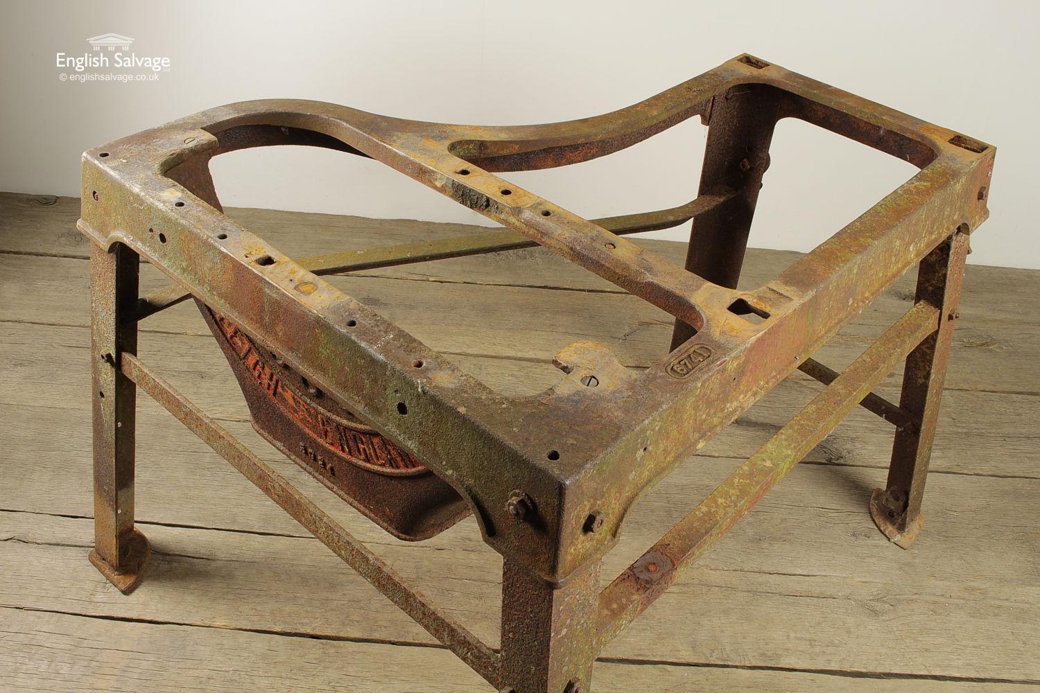 European Salvaged Cast Iron Industrial Table Base, 20th Century For Sale