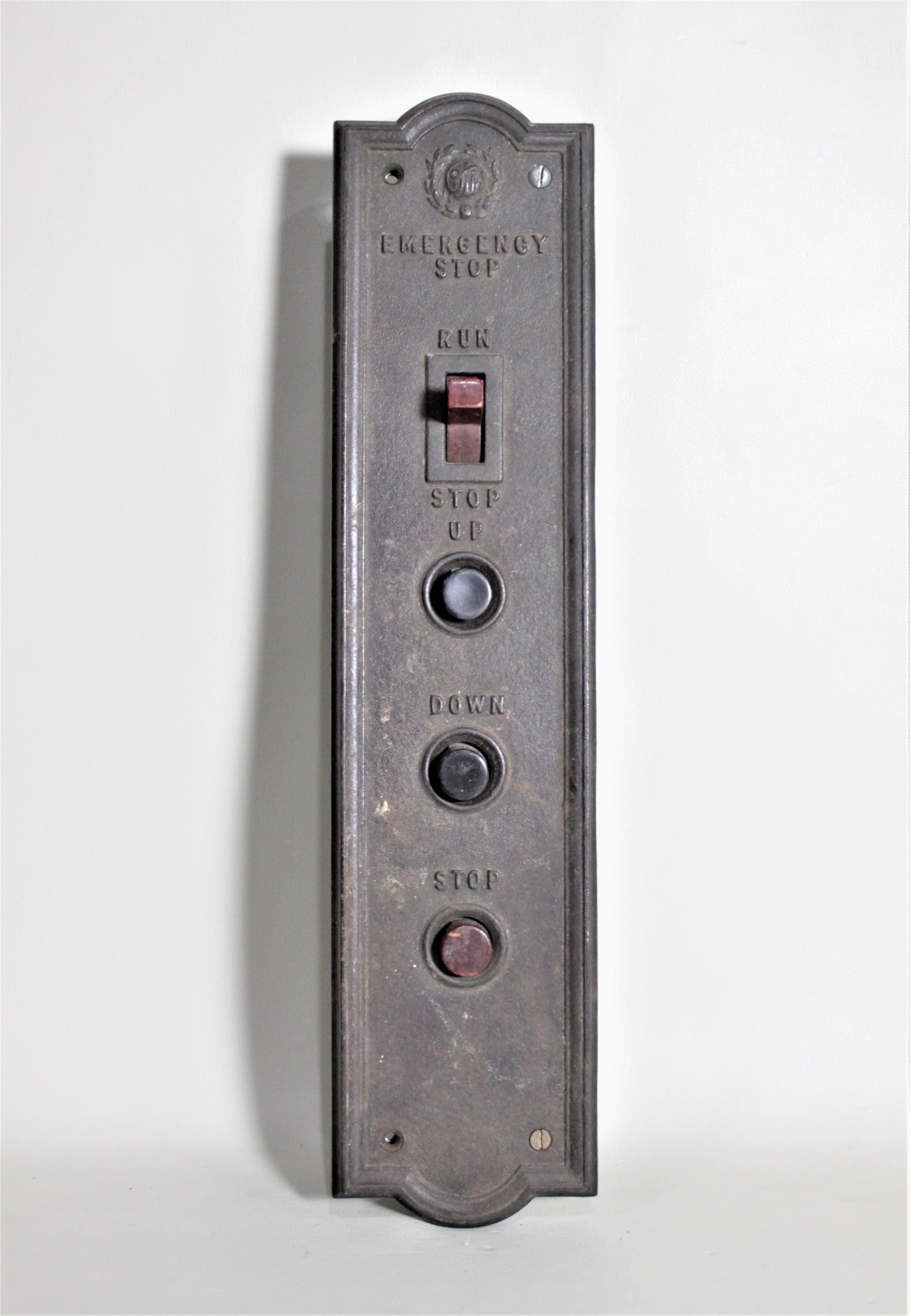 Salvaged Commercial Art Deco Cast Bronze Elevator Dial & Control Box In Good Condition In Hamilton, Ontario