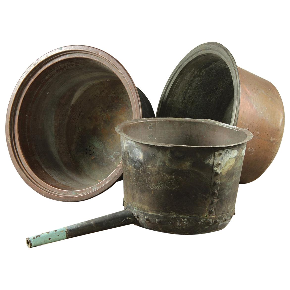 Salvaged Copper Coppers / Planters, 20th Century For Sale
