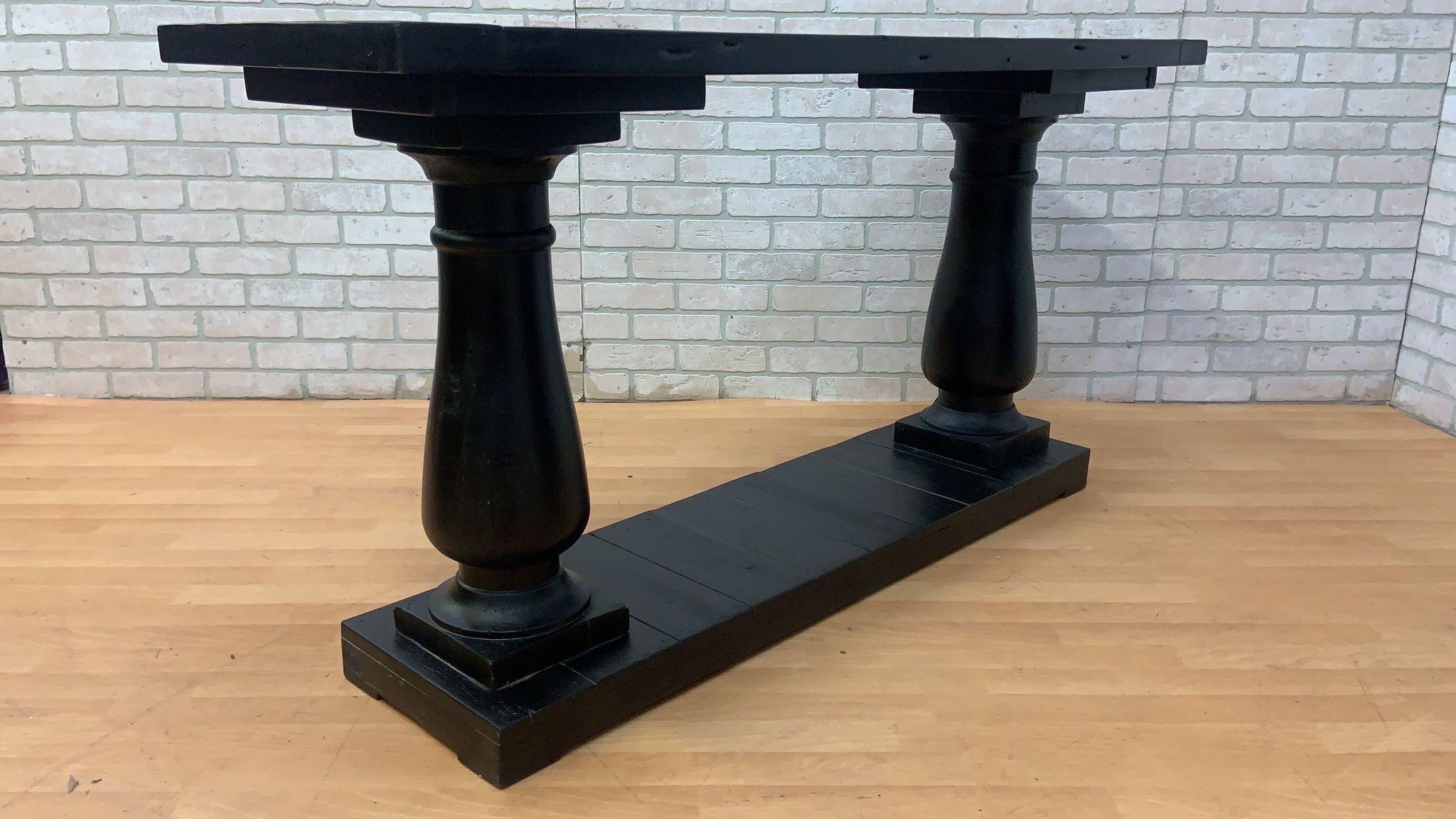 Salvaged Ebony Console Table by Restoration Hardware w/ Balustrade Legs For Sale 7