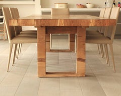 Salvaged English Oak Dining Table by Jonathan Field with Inset Live Edge