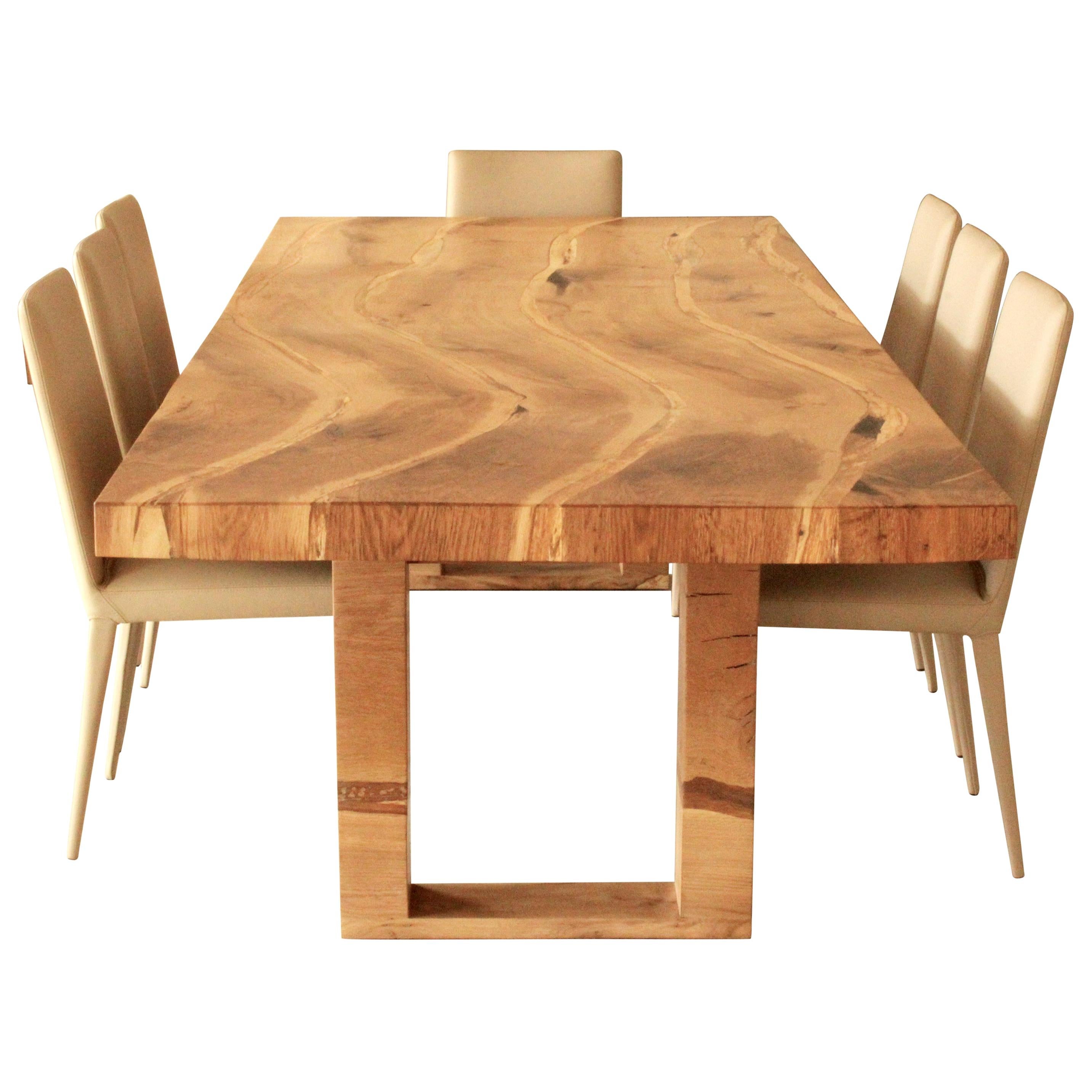 Salvaged English Oak Dining Table by Jonathan Field with Inset Live Edge