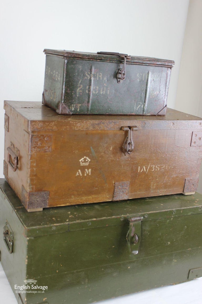 Salvaged ExMilitary Trunks/Storage Chests, 20th Century For Sale at