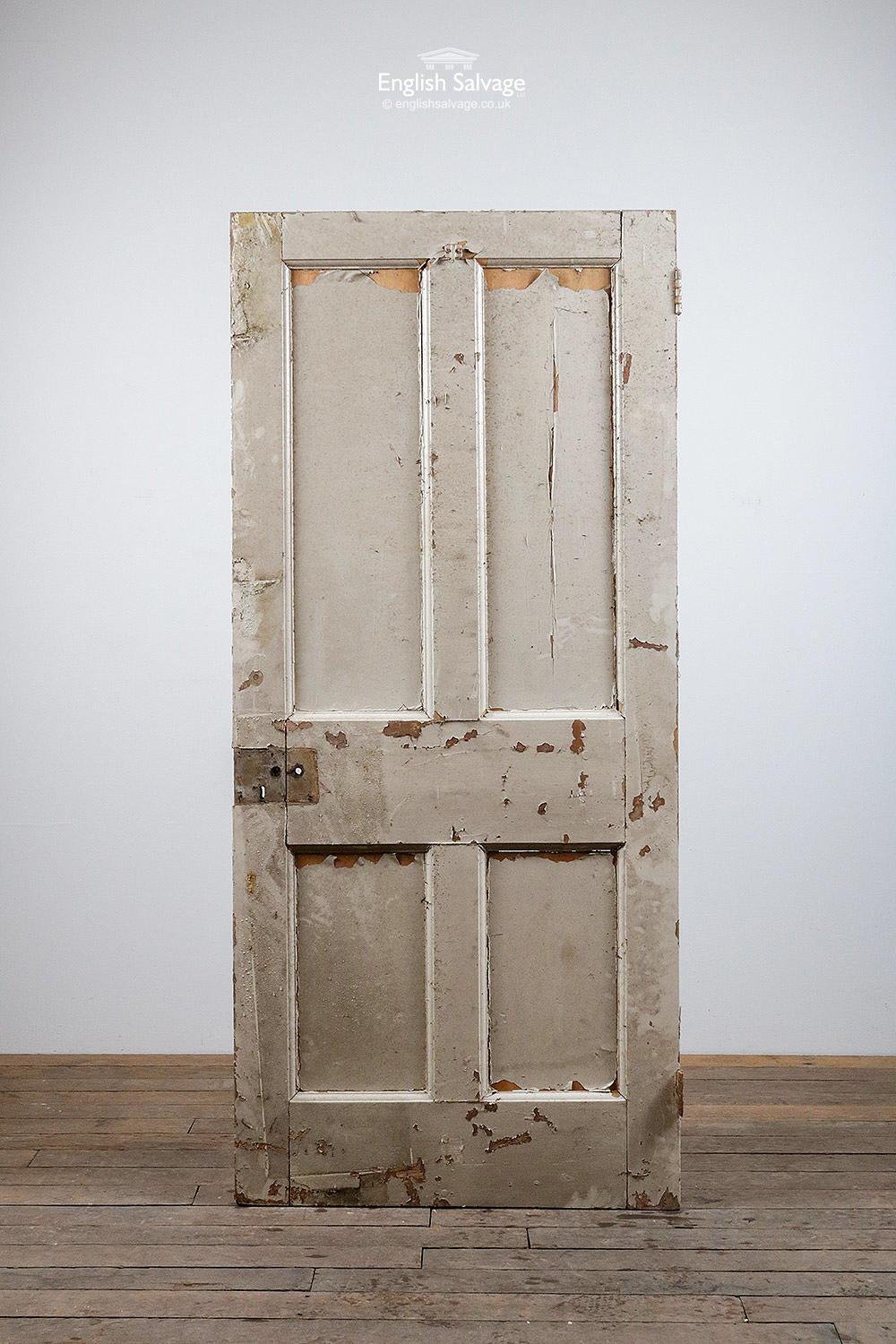 European Salvaged Four Panel Old Pine Door, 20th Century For Sale