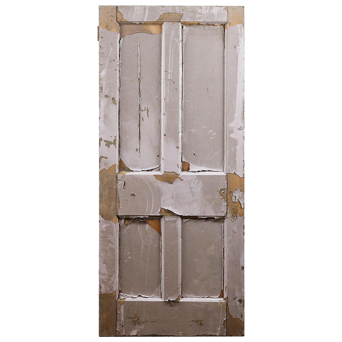 Salvaged Four Panel Old Pine Door, 20th Century For Sale