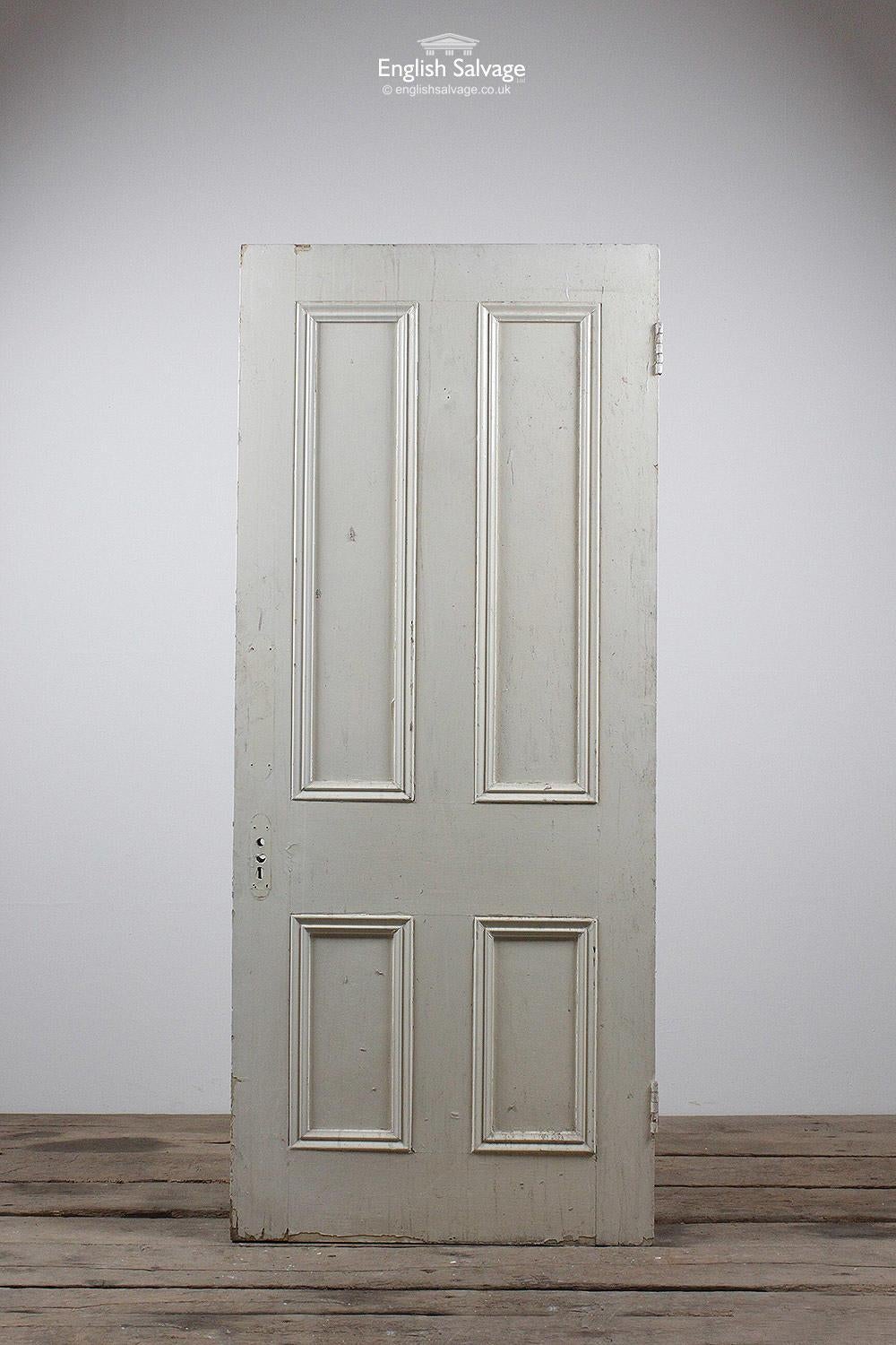 European Salvaged Four Panel Pine Old Door, 20th Century For Sale