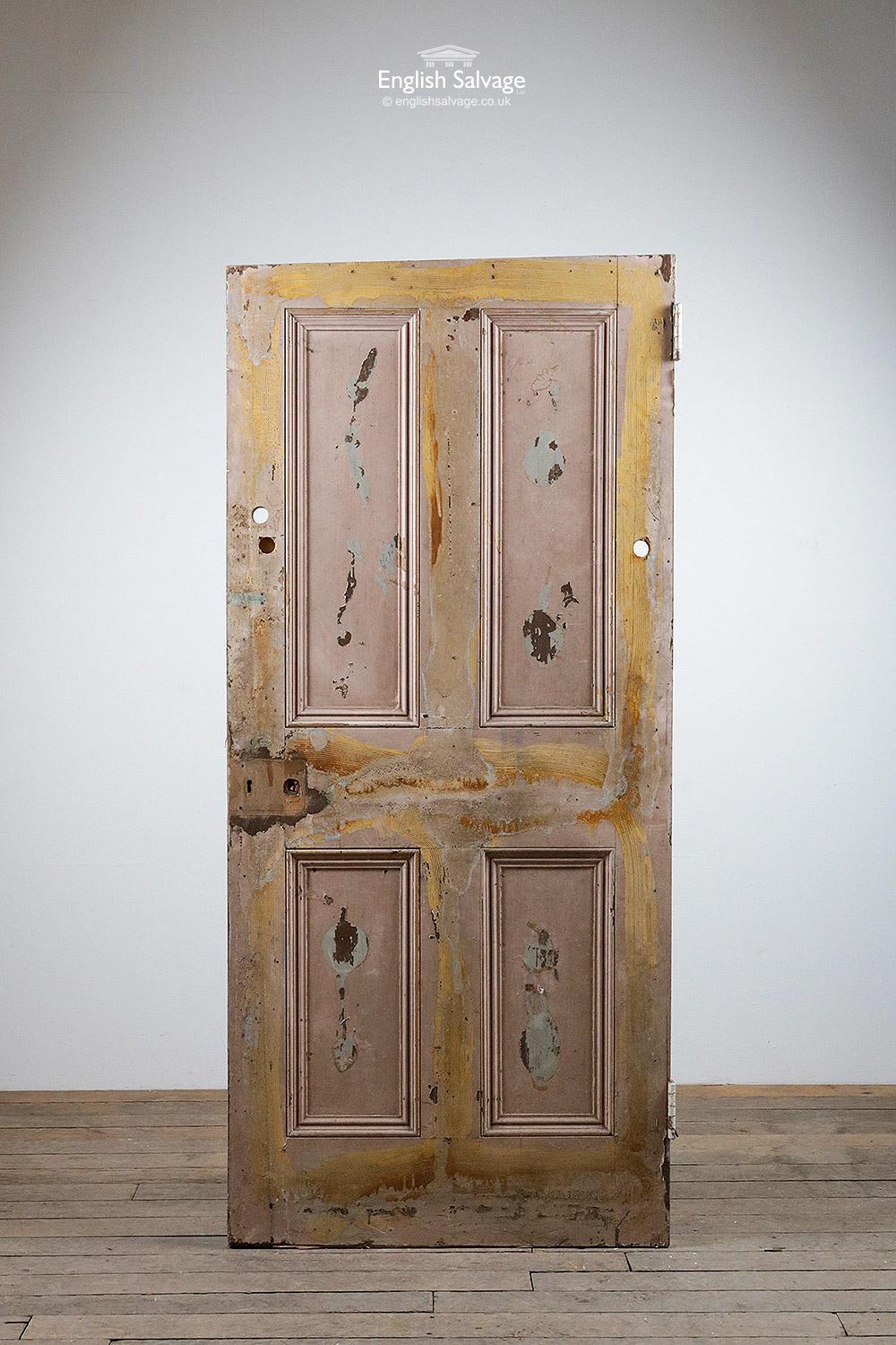 European Salvaged Four Panel Pine Victorian Door, 20th Century For Sale