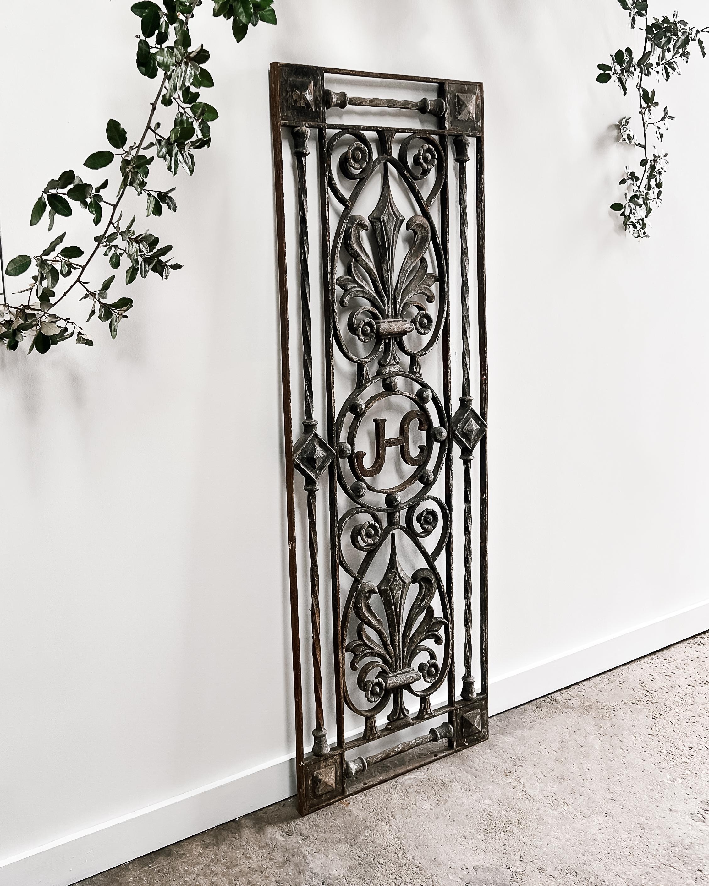 Salvaged French Monogrammed Gate Panel In Good Condition In Mckinney, TX