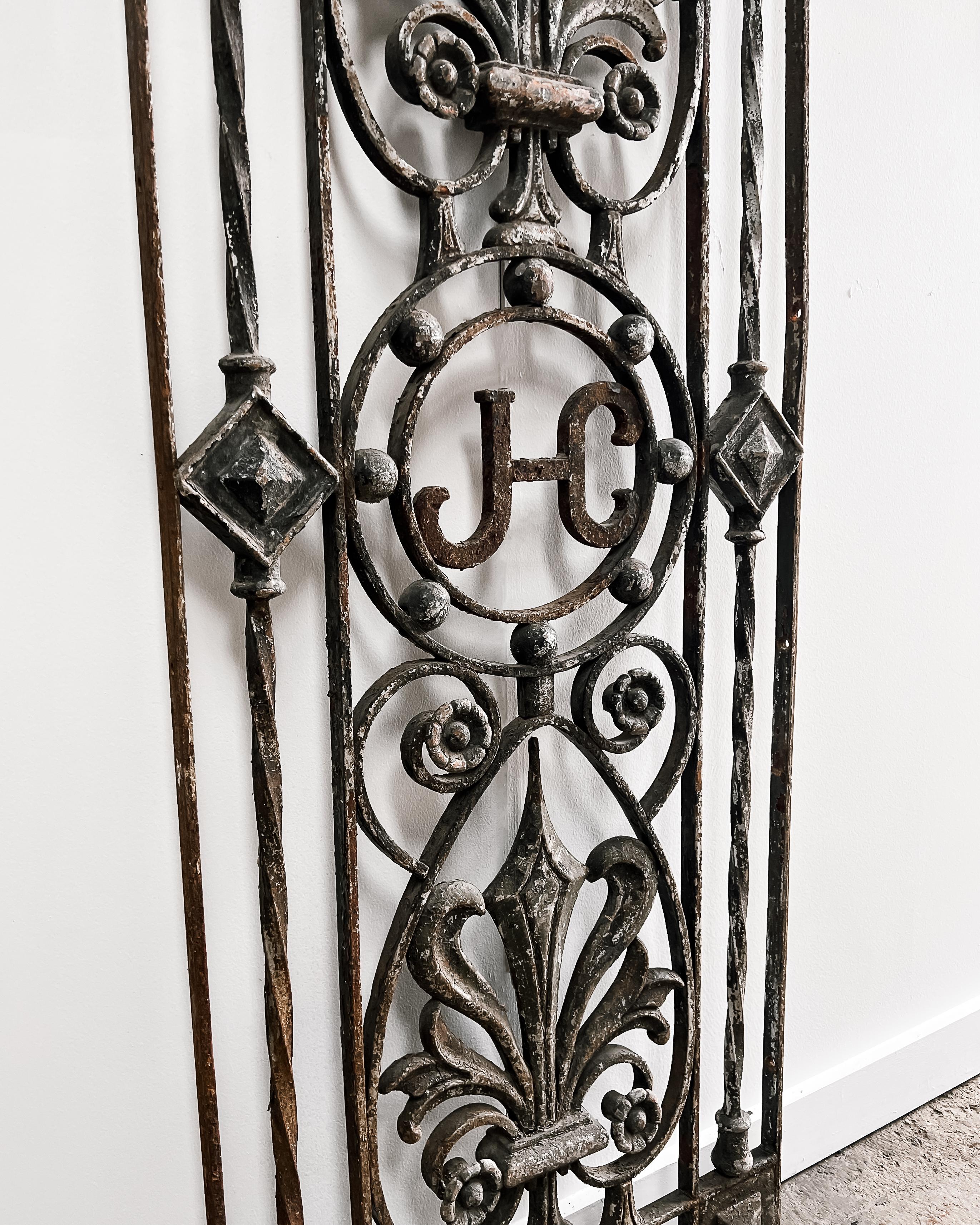 Iron Salvaged French Monogrammed Gate Panel