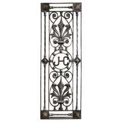 Antique Salvaged French Monogrammed Gate Panel
