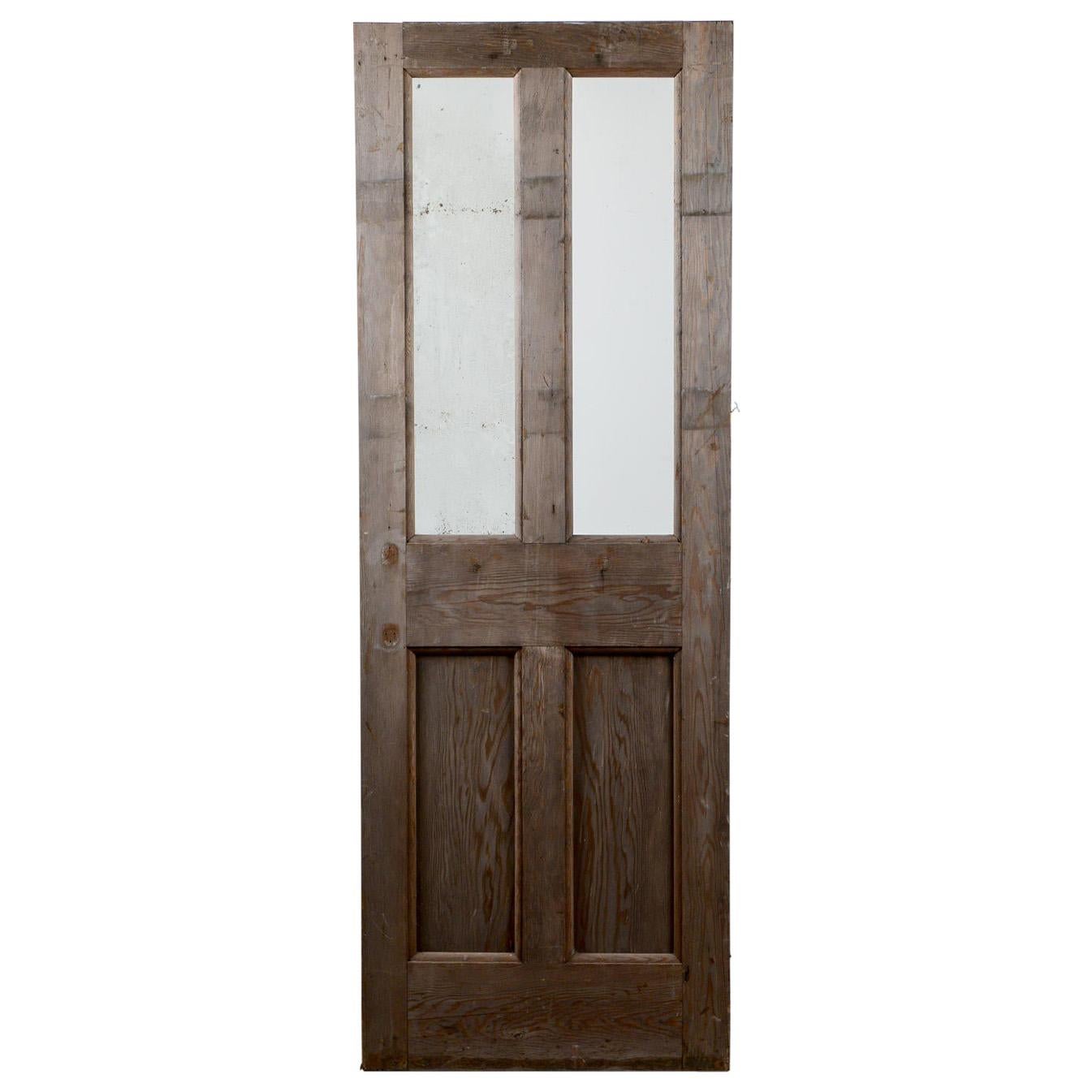 Salvaged Glazed Victorian Pine Door, 20th Century For Sale