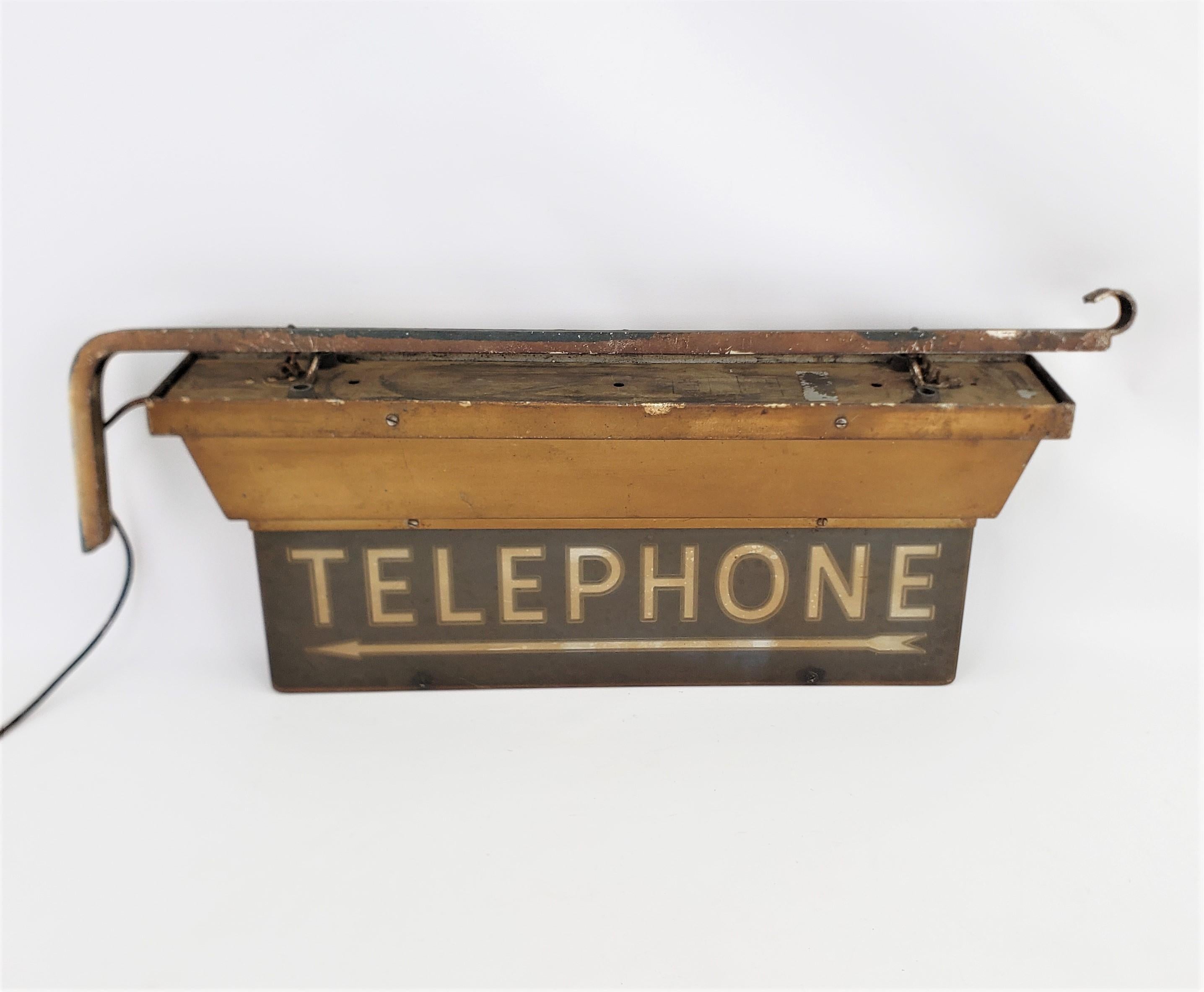 Salvaged Mid-Century Era Commercial Lighted Telephone Direction Sign & Bracket 6