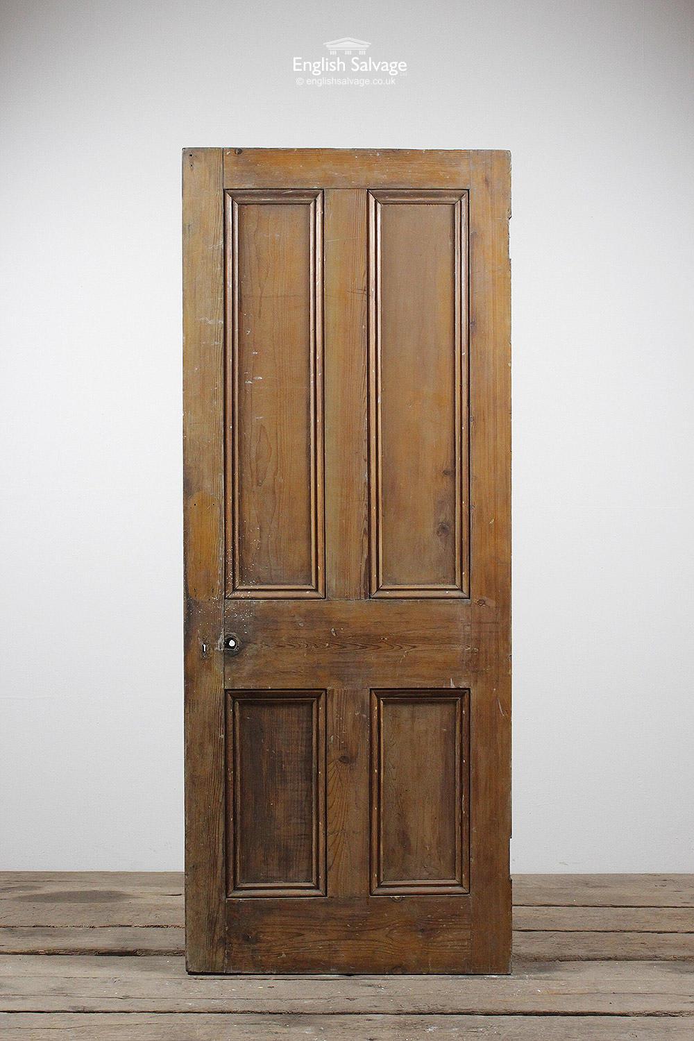 Salvaged Pine Four Panelled Old Door, 20th Century In Good Condition For Sale In London, GB
