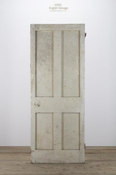 Salvaged Pine Four Plain Panel Door, 20th Century