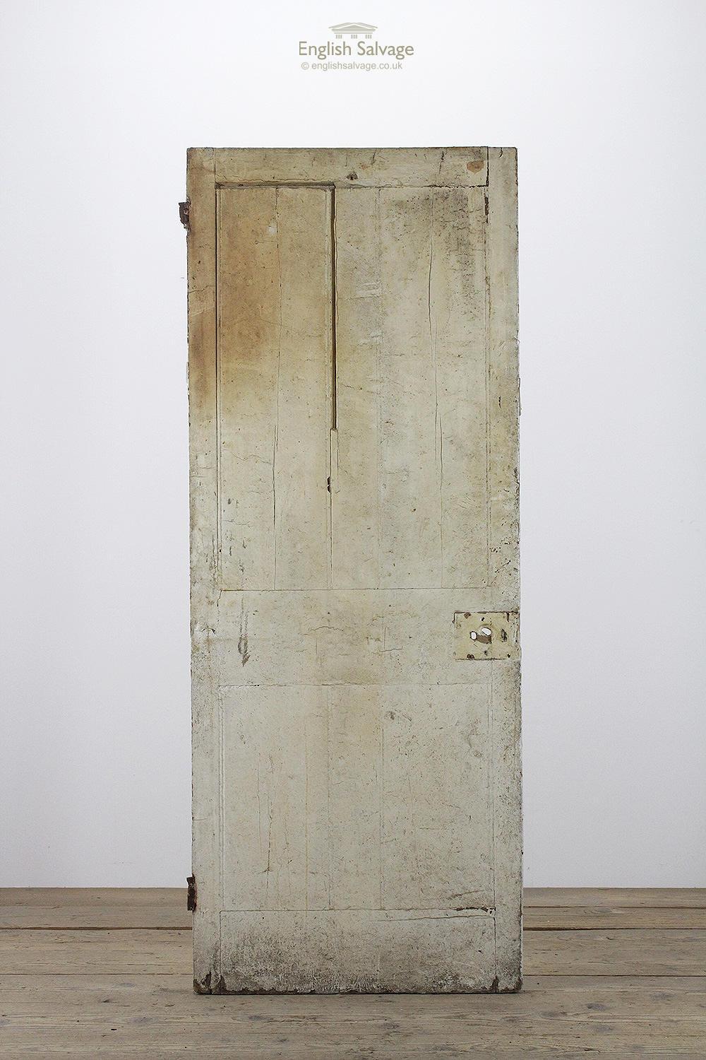 European Salvaged Pine Four Plain Panel Door, 20th Century For Sale