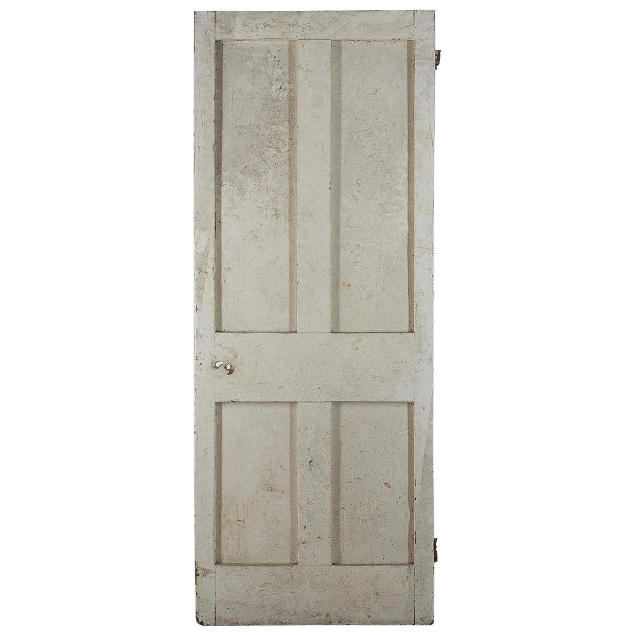 Salvaged Pine Four Plain Panel Door, 20th Century For Sale