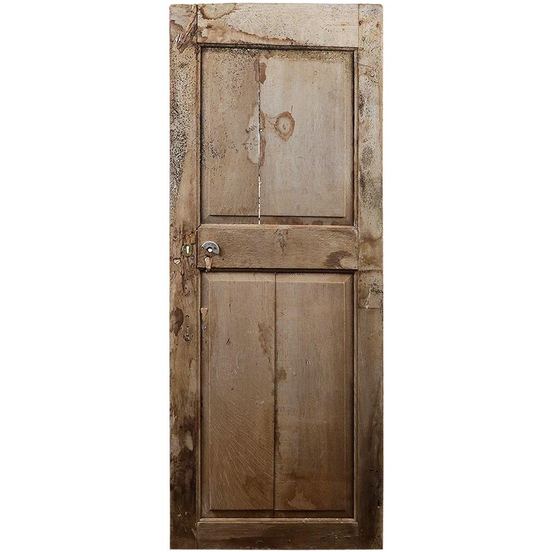 Salvaged Rustic Oak Two Panel Door, 20th Century For Sale