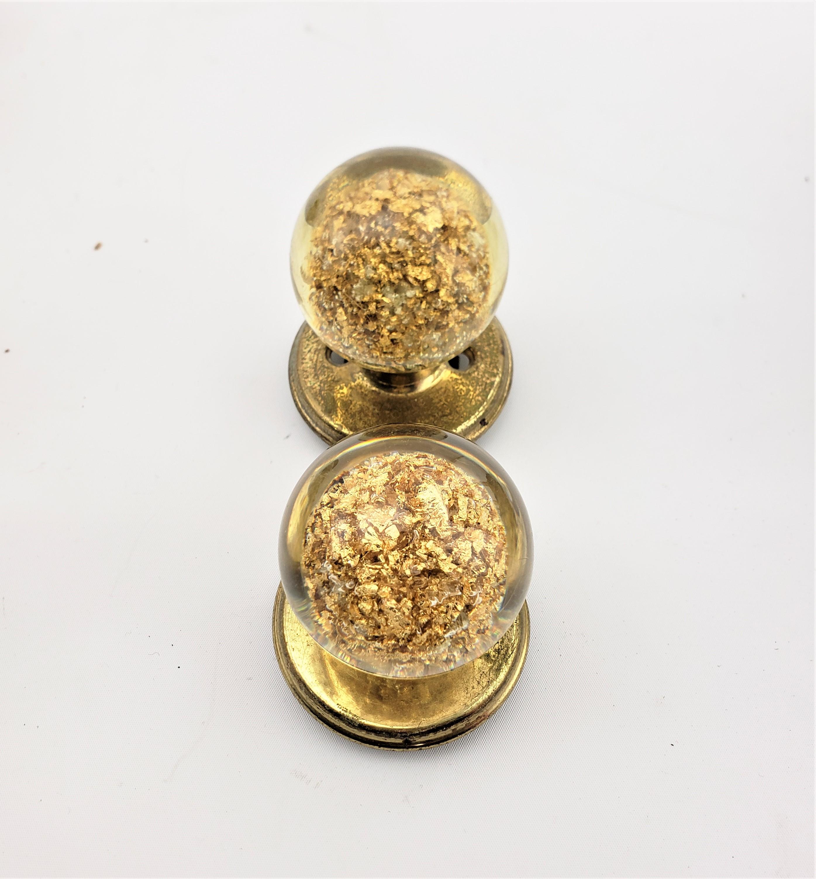 Machine-Made Ruth Richmond Mid-Century Salvaged Lucite & Gold Fleck Door Knobs & Hardware