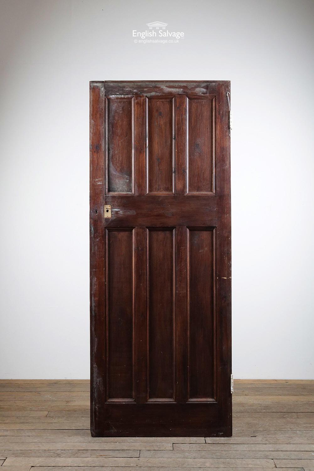 Salvaged Six Panel 3 over 3 Pine Door, 20th Century In Good Condition For Sale In London, GB