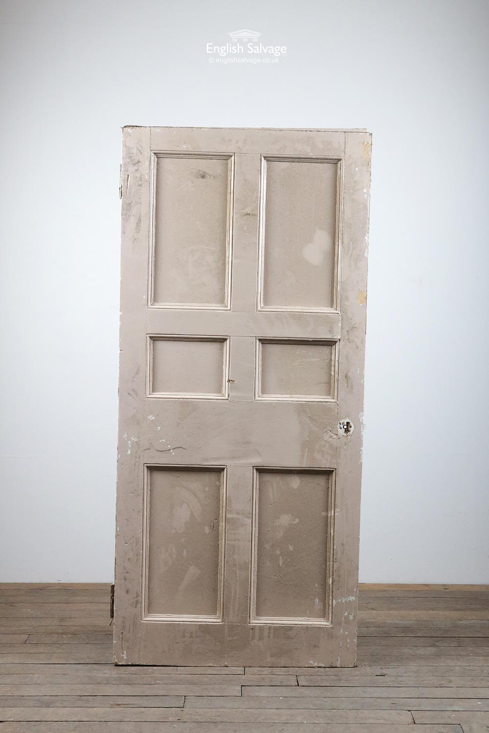 European Salvaged Six Panel Beaded Old Door, 20th Century For Sale