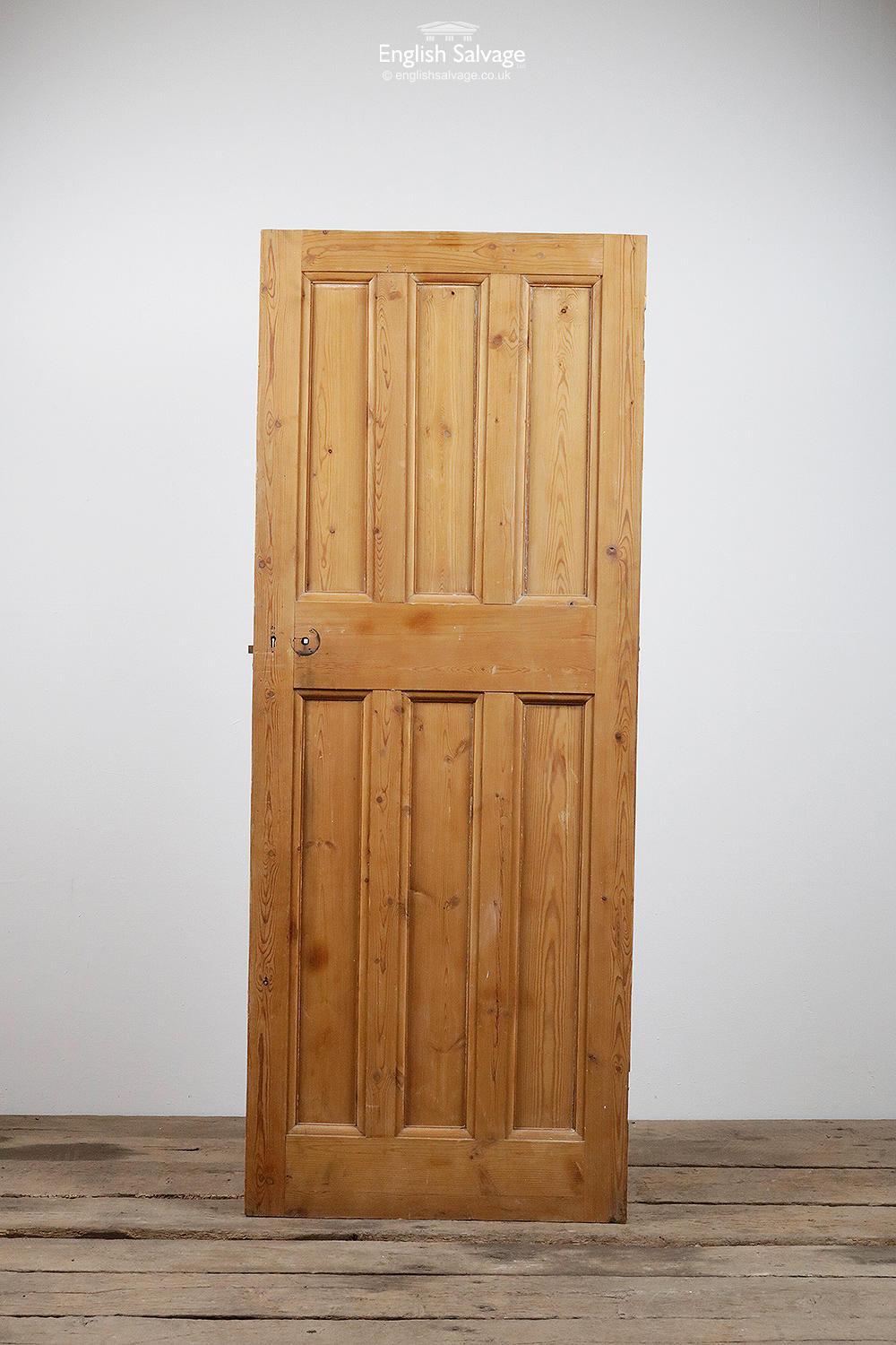 Salvaged Stripped Pine 3 Over 3 Door, 20th Century In Good Condition For Sale In London, GB
