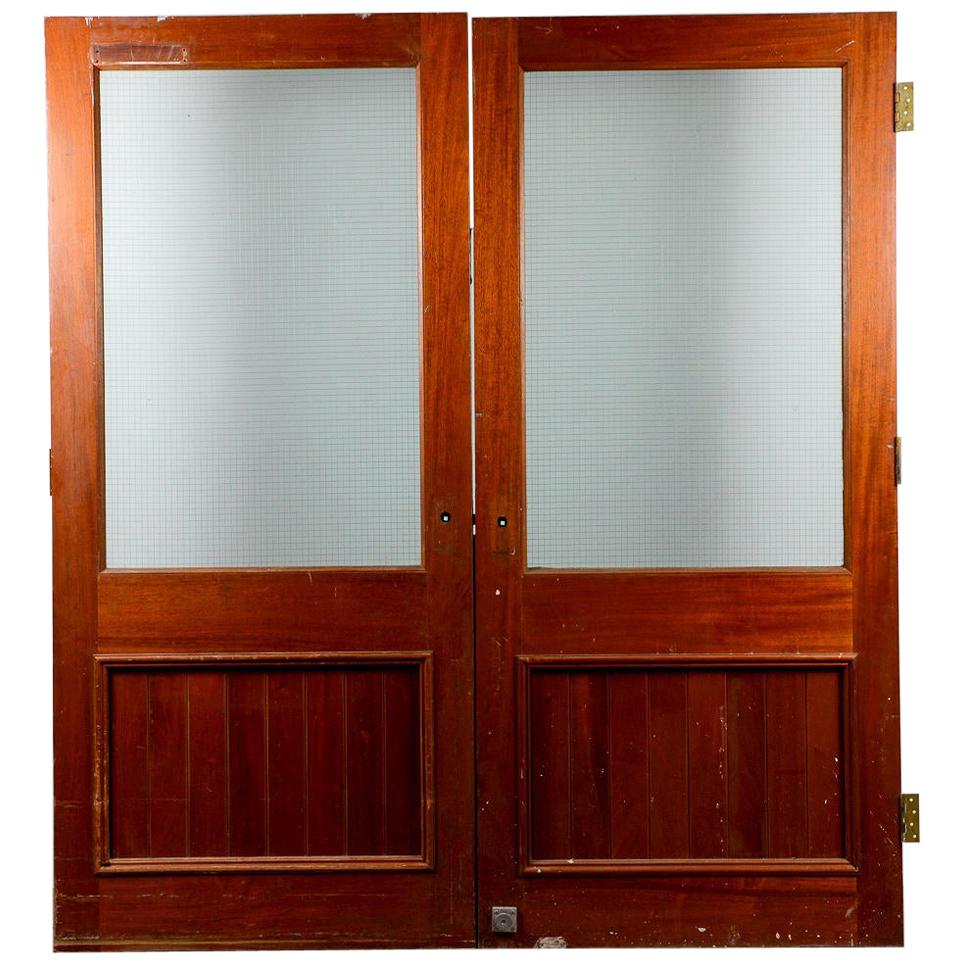 Salvaged Teak Glazed Double Doors, 20th Century For Sale