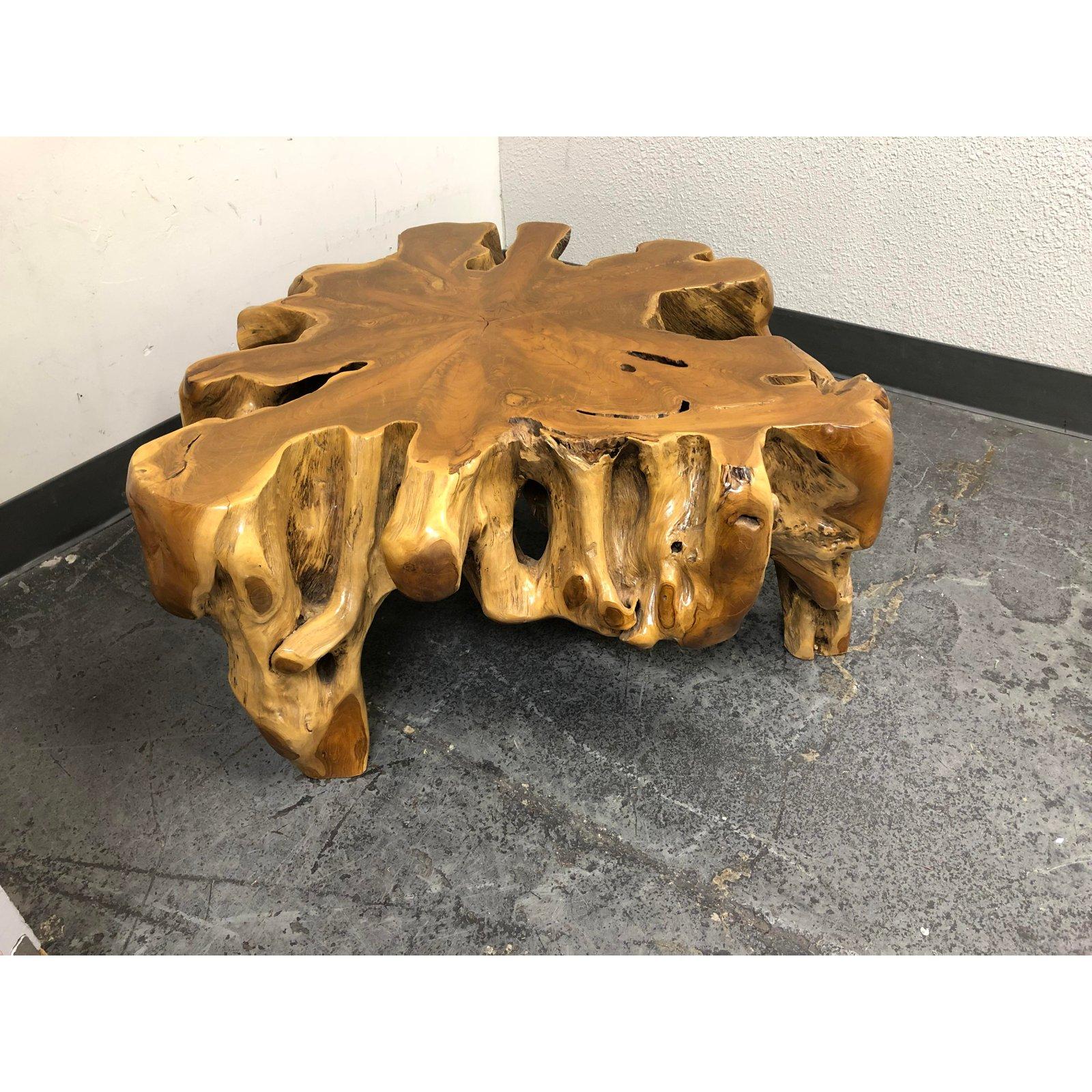 Indonesian Salvaged Teak Root Live Edge Coffee Table For Sale