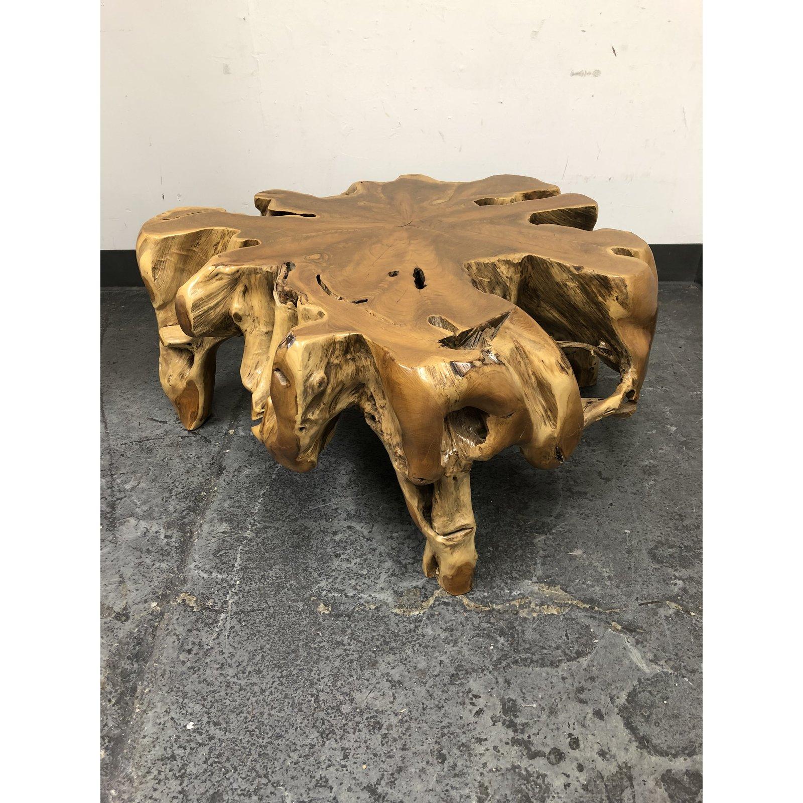 Contemporary Salvaged Teak Root Live Edge Coffee Table For Sale