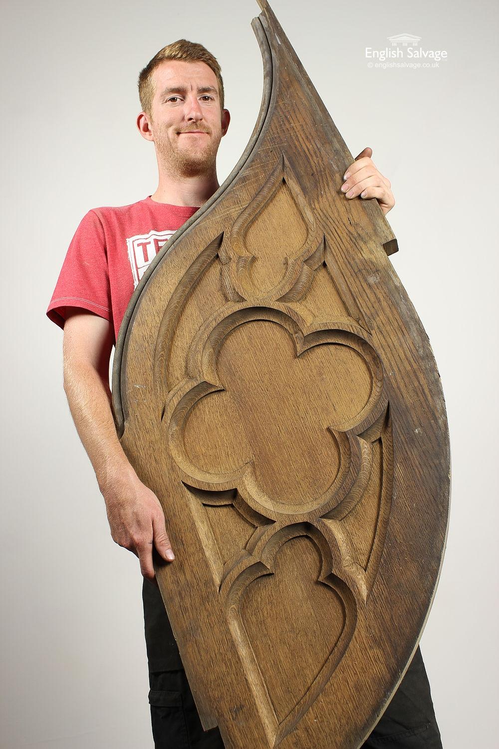 European Salvaged Teardrop Gothic Oak Carved Panels, 20th Century For Sale