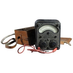 Salvaged Universal Avometer with Leather Case, 20th Century