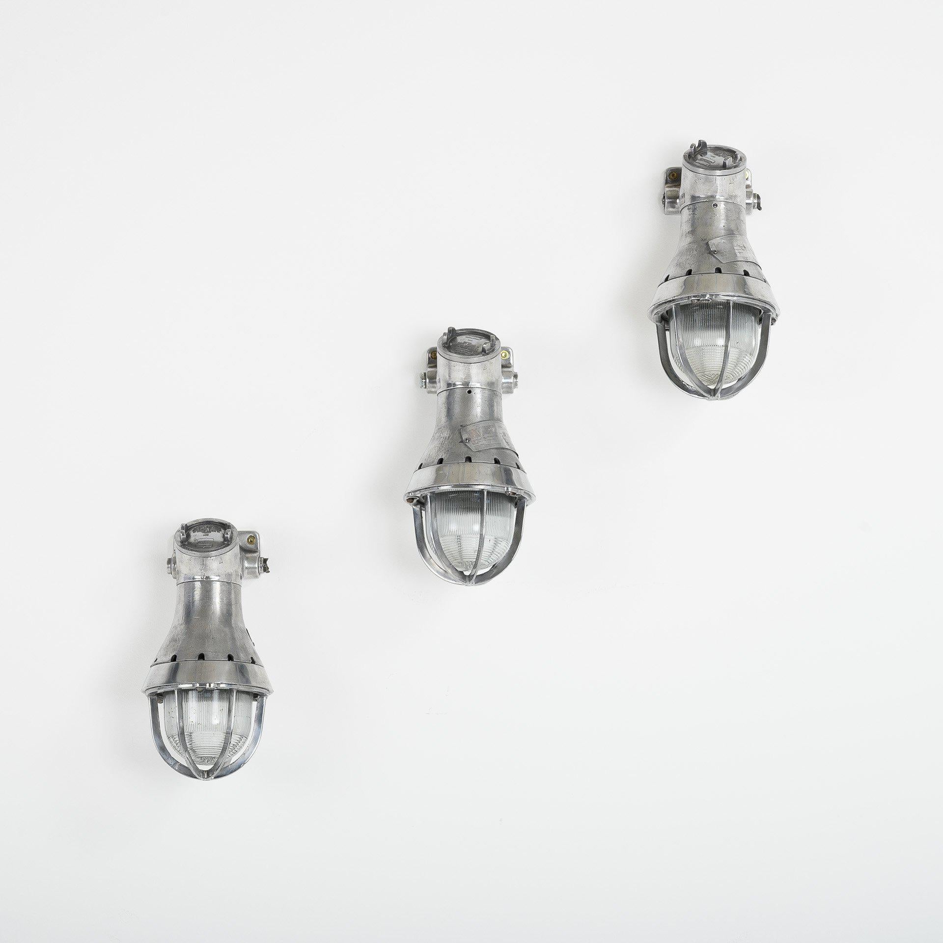 Mid-20th Century Salvaged US Marine Explosion Proof Wall Lights For Sale