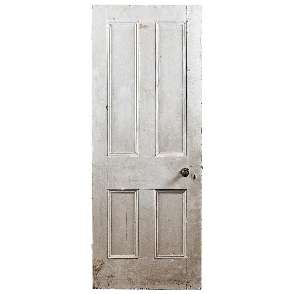 Salvaged Victorian Pine Four Panel Door, 20th Century For Sale
