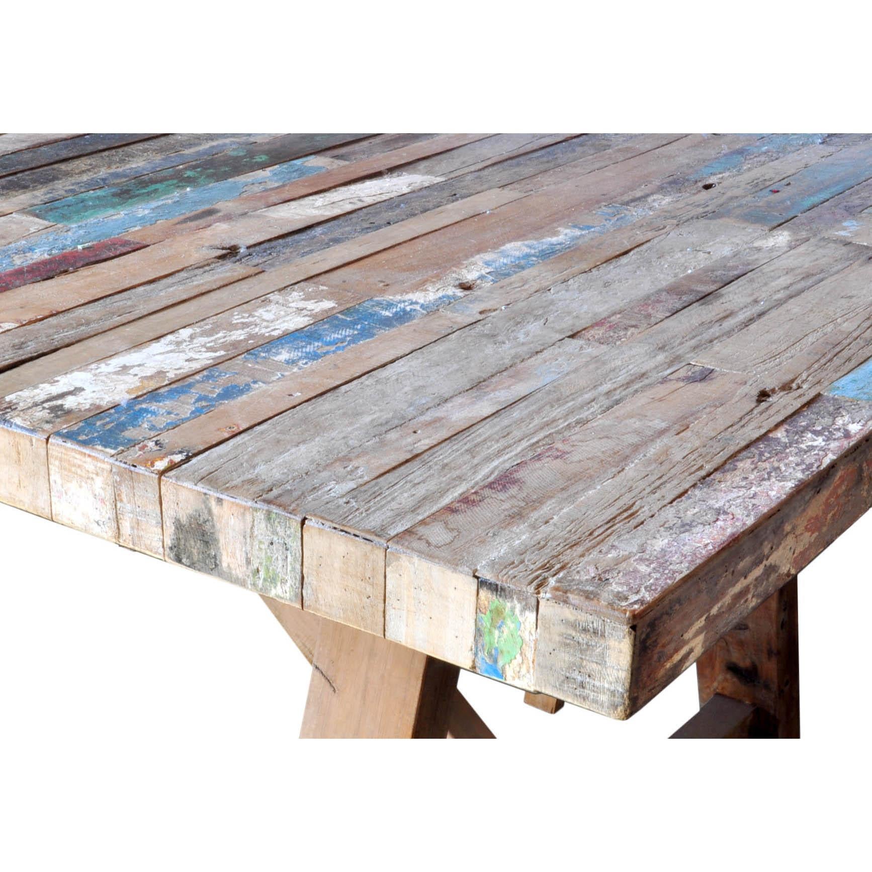 Bois de récupération Table à tréteaux balinais en bois de récupération II en vente