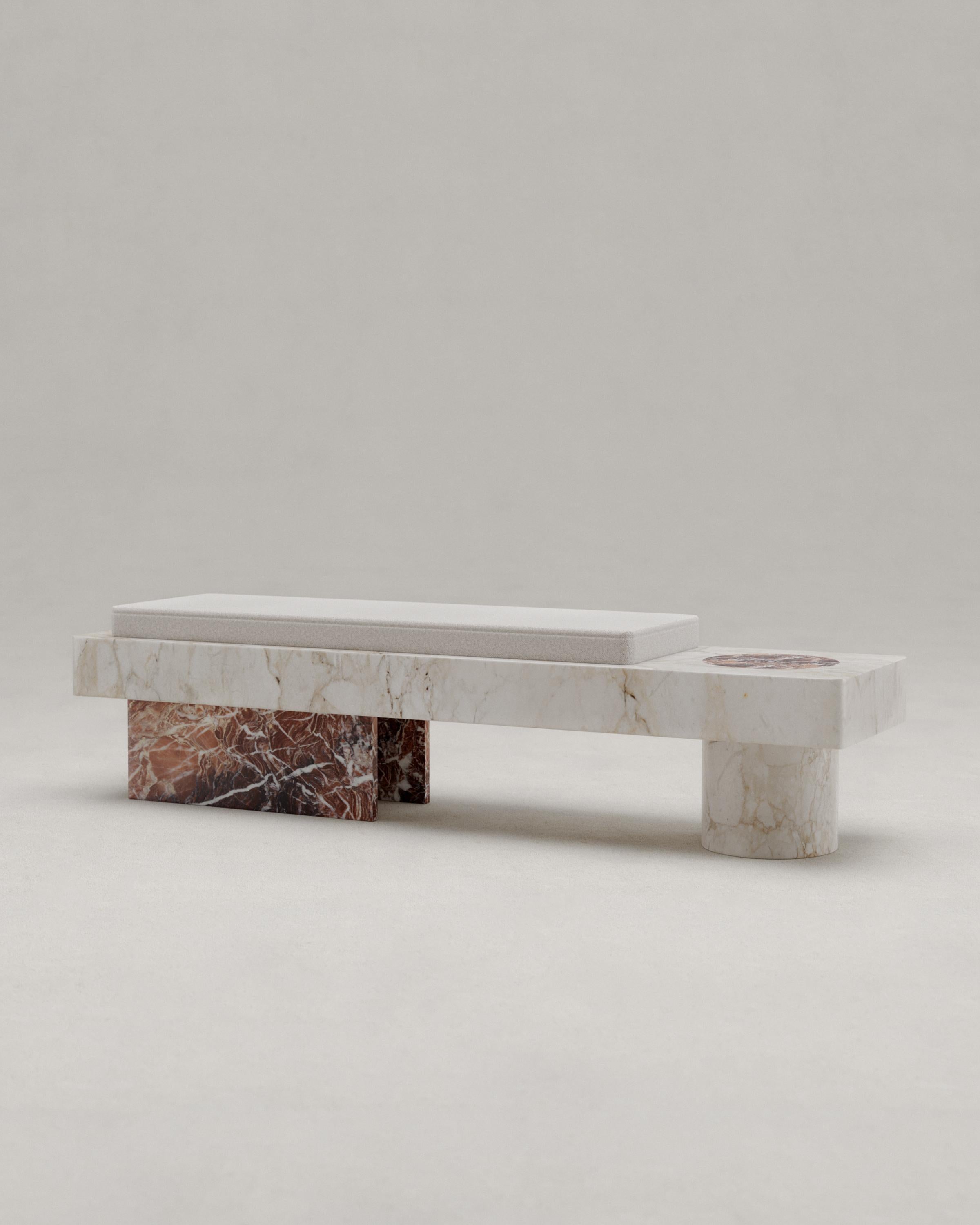 Salvante BS1 Bench by Piotr Dąbrowa
Unique Piece
Dimensions: W 160 x D 40 x H 40 cm
Materials: Calacatta marble, Rosa Peralba marble.
Also Available: Calacatta Viola marble, Walnut Burl.

Salvante collection is a play between shapes, materials &