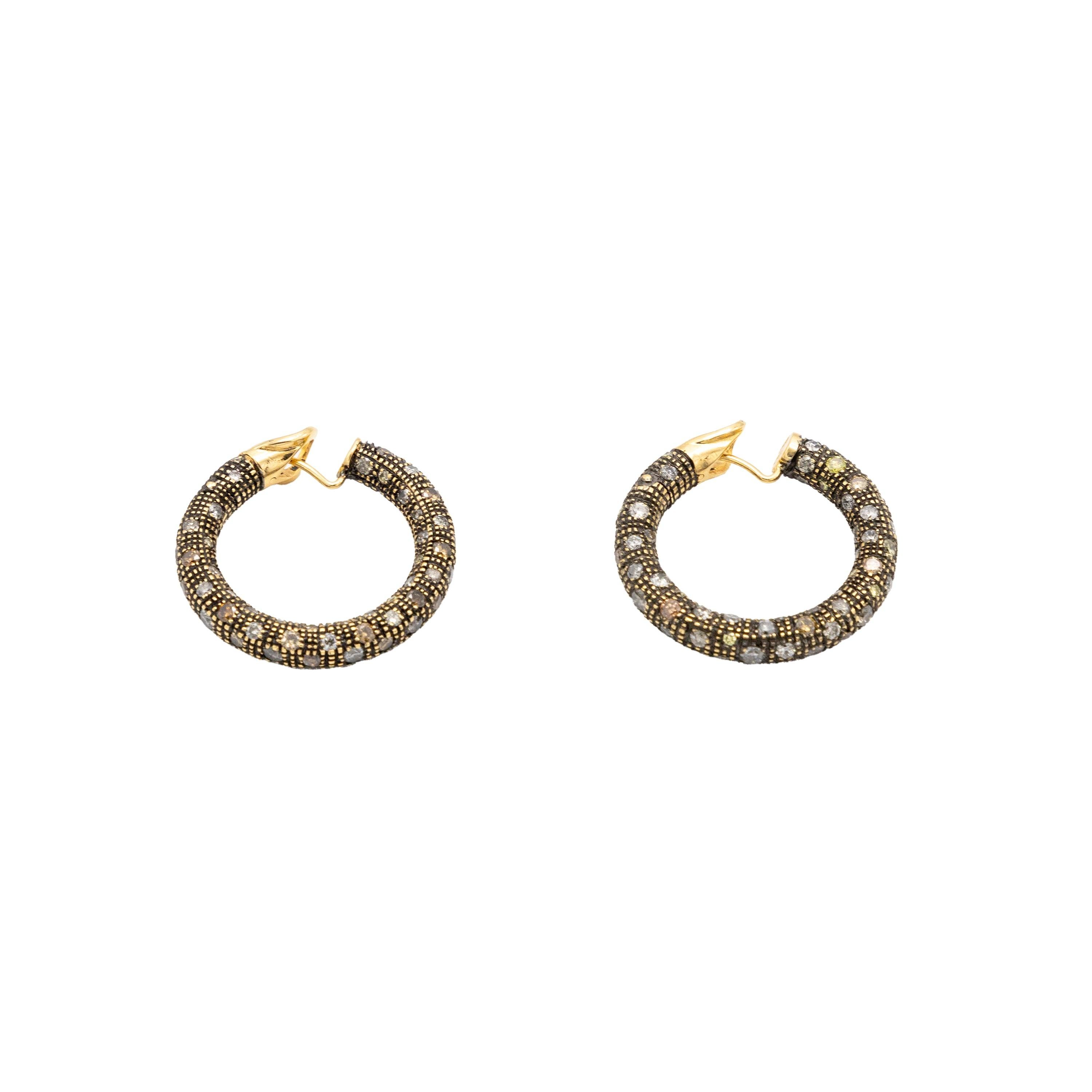 Women's Salvati Diamonds and Gold Hoop Earrings - '10s For Sale