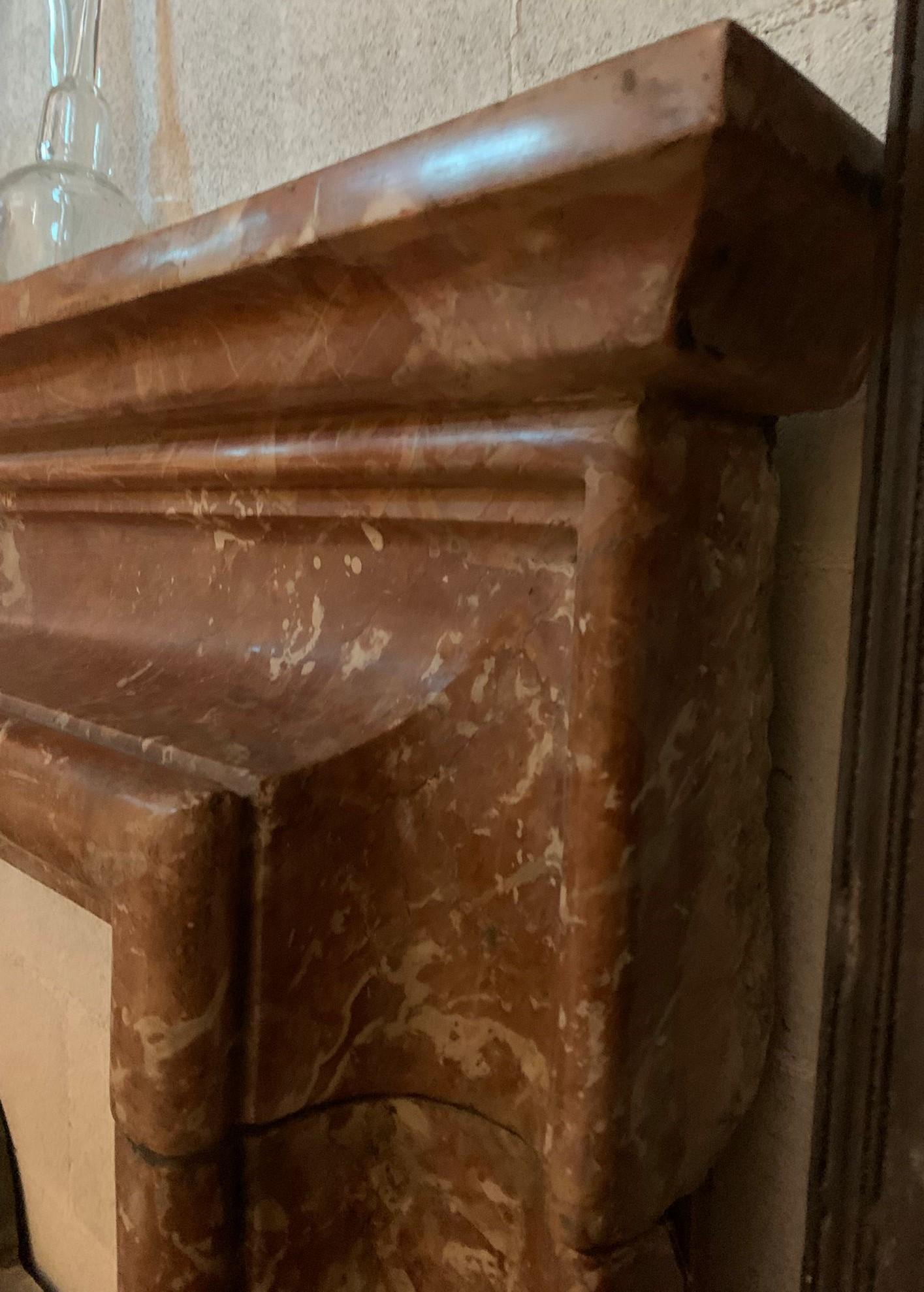 Salvator Rosa fireplace in Rosso Francia marble, Italy For Sale 1