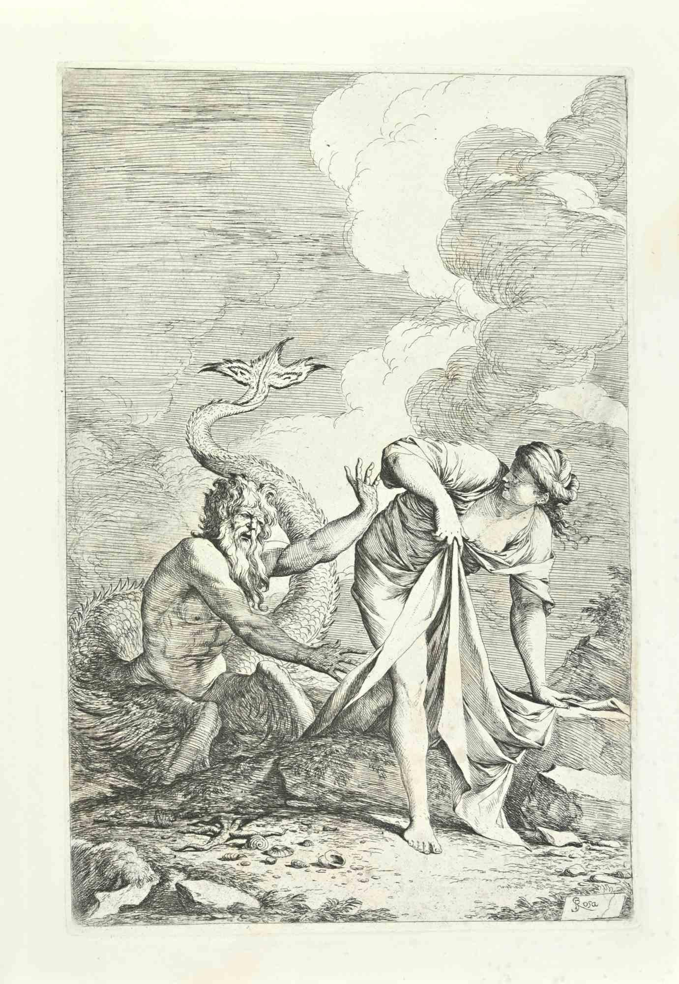 This etching, representing Glaucus and Scylla, is an 18th century copy after Salvator Rosa (ca. 1661).

Signed lower right “S.Rosa”

The state of preservation is very good. Foxings due to the time.