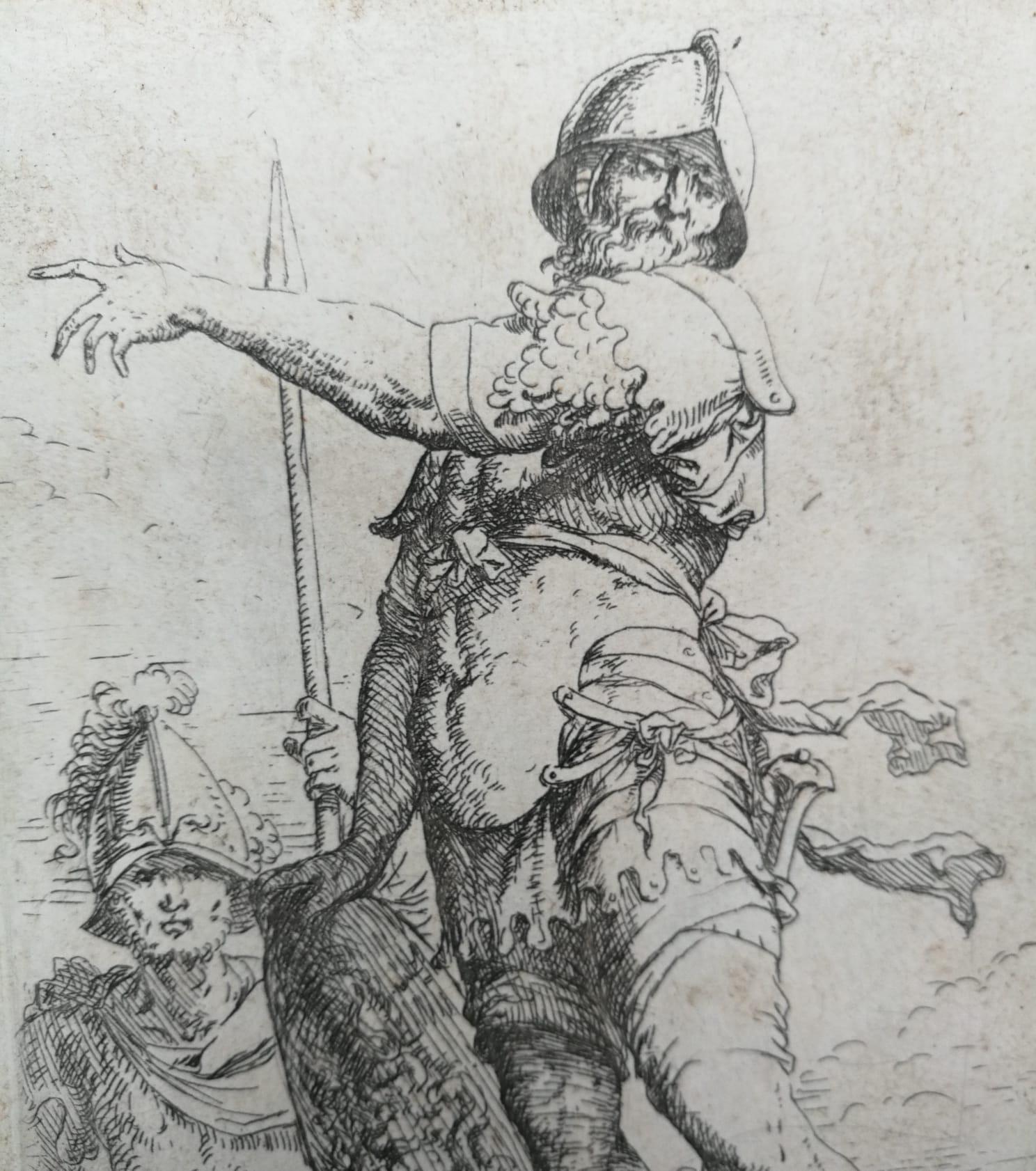 Salvator Rosa, Soldier with the Shield of Medusa, Etching, Figurine Series, 17th in vendita 1
