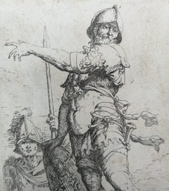 Salvator Rosa, Soldier with the Shield of Medusa, Etching, Figurine Series, 17th