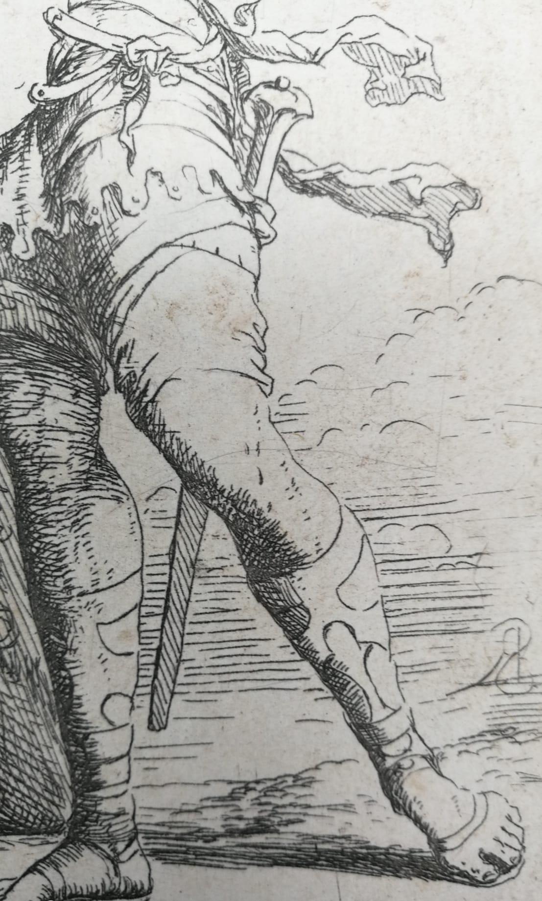 Salvator Rosa, Soldier with the Shield of Medusa, Etching, Figurine Series, 17th in vendita 6
