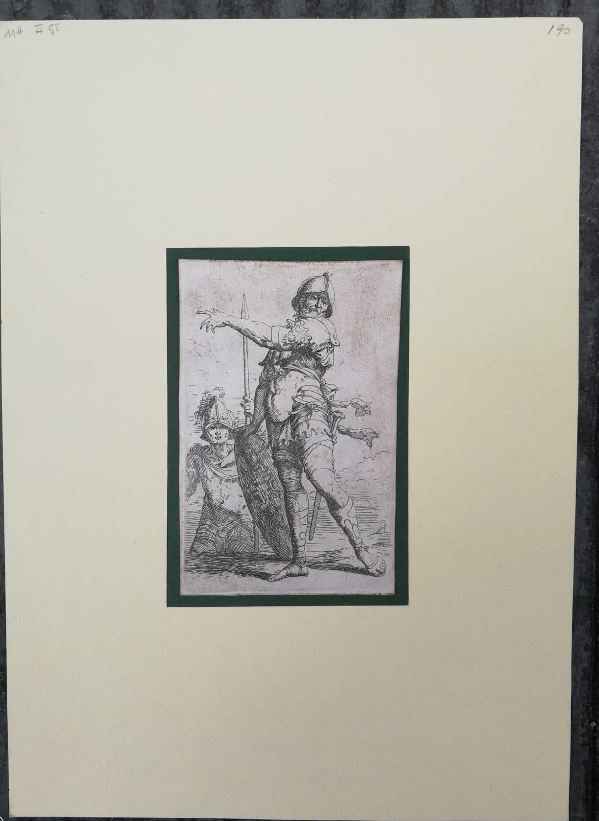 Salvator Rosa, Soldier with the Shield of Medusa, Etching, Figurine Series, 17th in vendita 7
